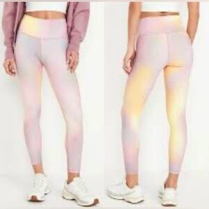 Old Navy PowerSoft High-Rise 7/8 Leggings in Pastel Tie-Dye - Go-Dry - Size Lg